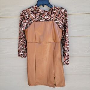Girls Tween DivaGirls Size 12 Tween Diva Pleather Jumper & Floral Tan Brown